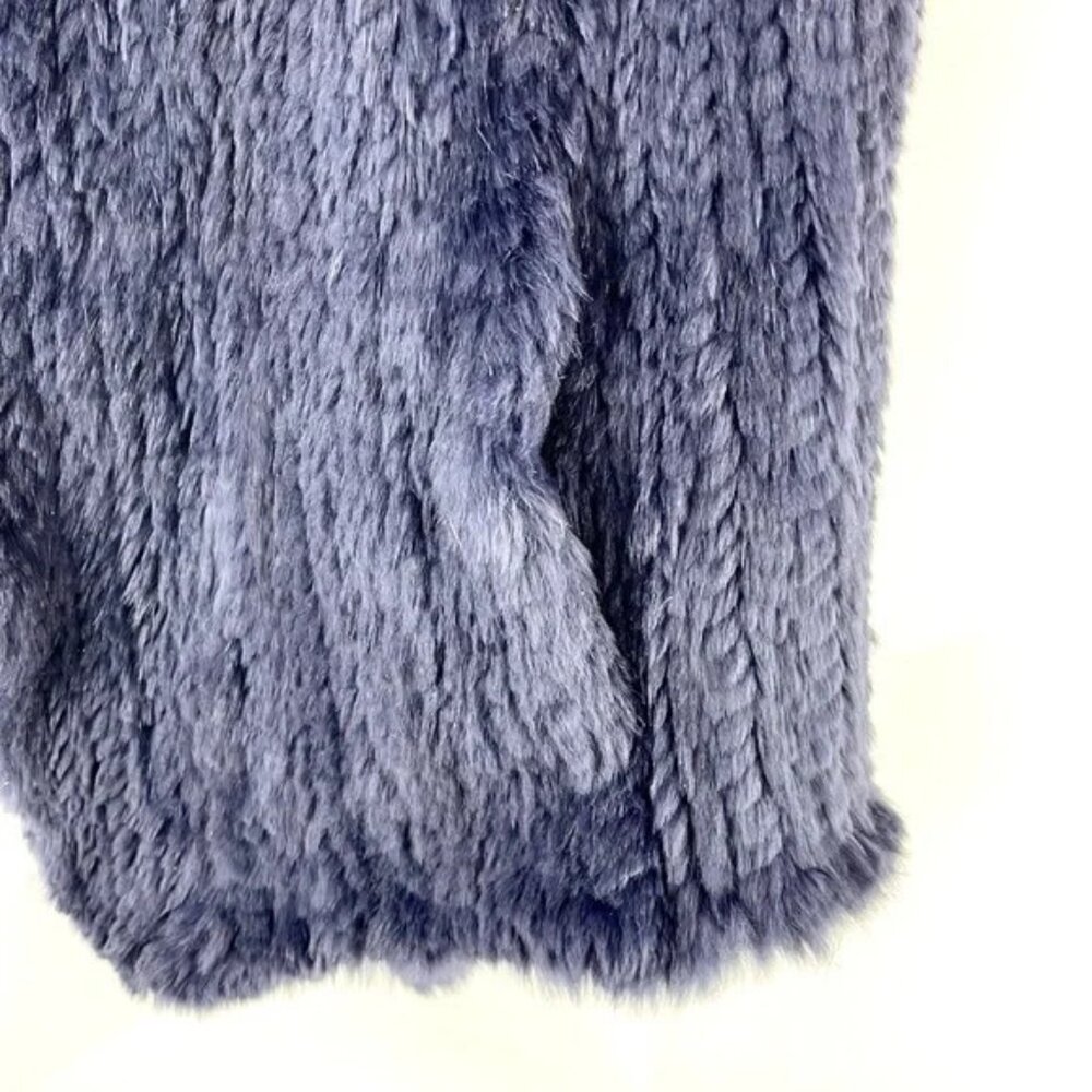 June Navy Rabbit Fur Snap-Front Vest - Picture 4 of 7